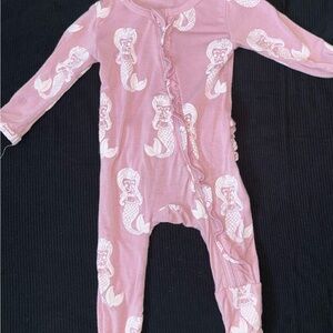 Pink and White Footed One Piece with Cartoon Animals